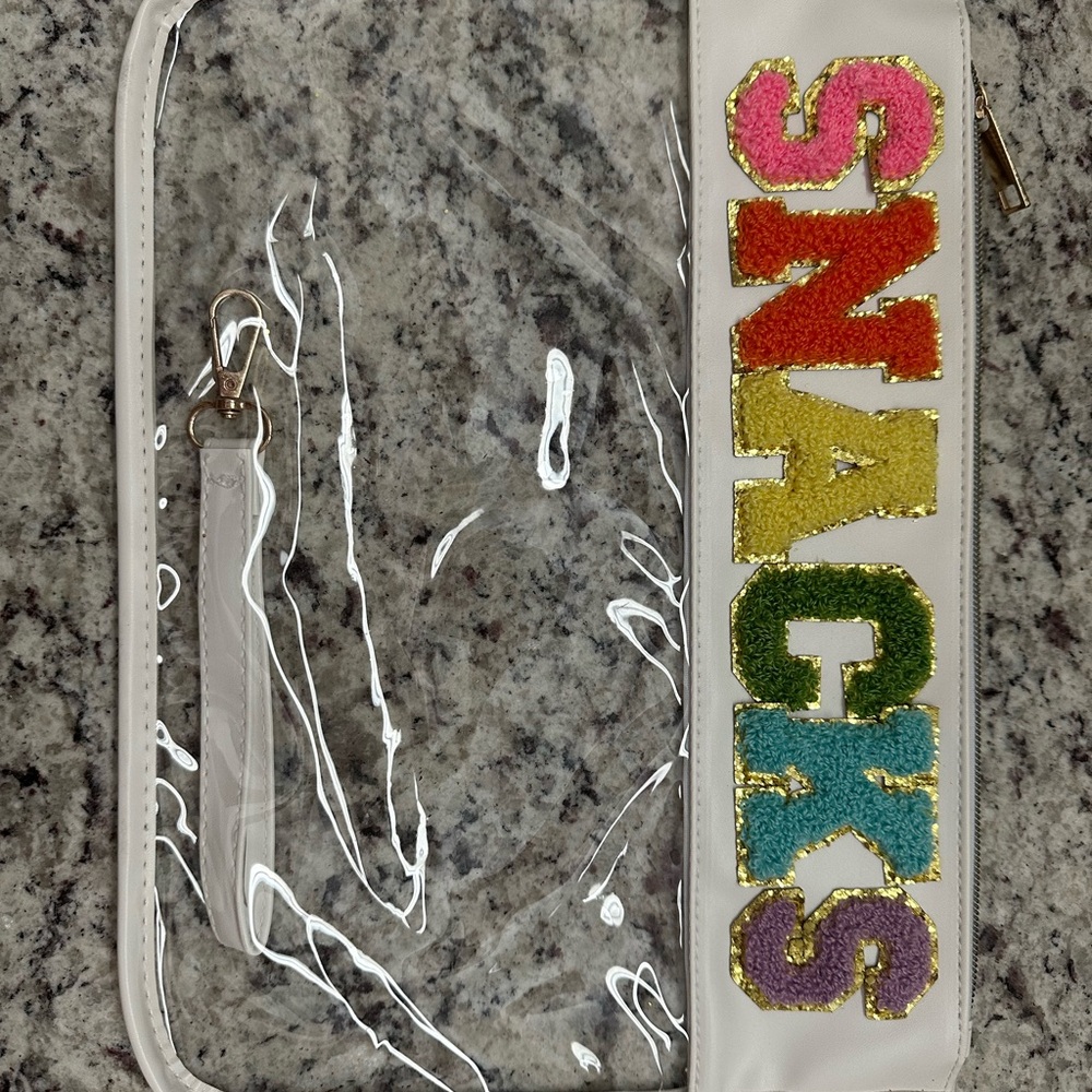 Clear Pouch with Colorful 'SNACKS' Design